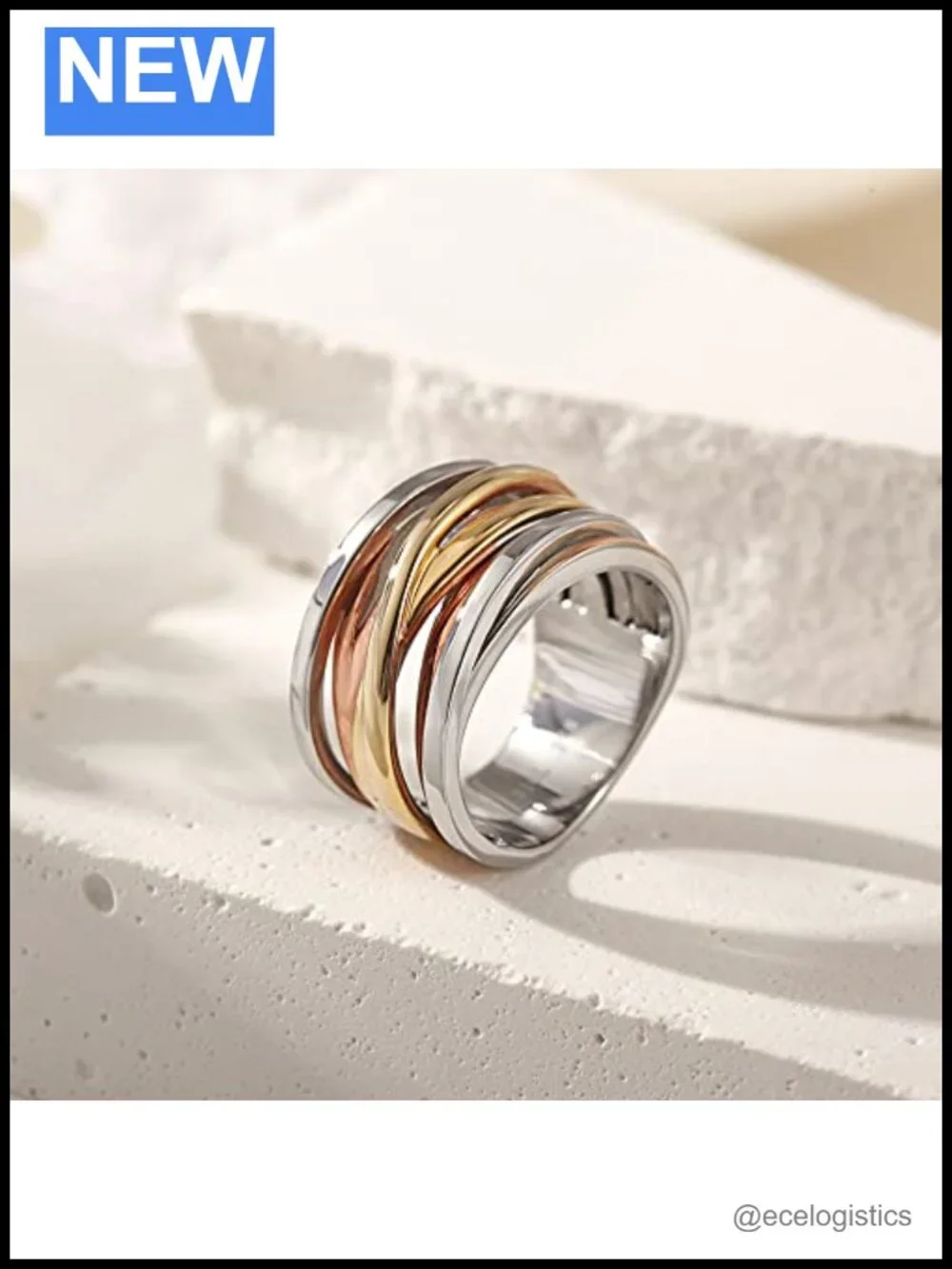 Stainless Steel Knot Ring Gold Plated Cross Statement Engagement Rings for Women